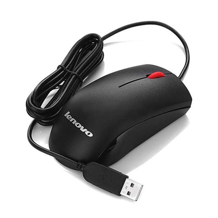 Lenovo M120 Pro Ergonomic Wired Mouse for Office Work - black wired USB mouse with ergonomic shape and red scroll button
