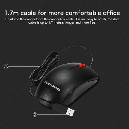 Lenovo M120 Pro Ergonomic Wired Mouse for Office Work black wired mouse with 1.7m cable and USB connector