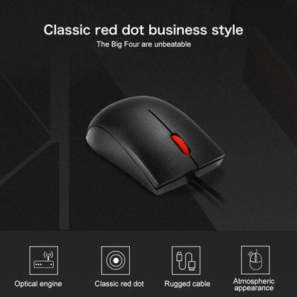 Lenovo M120 Pro Ergonomic Wired Mouse for Office Work black ergonomic wired mouse with red scroll wheel for reduced wrist strain
