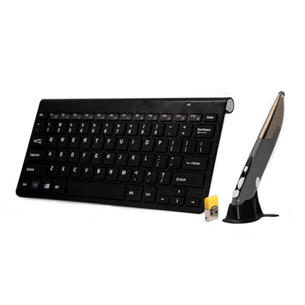 Wireless Multimedia Keyboard and Optical Pen Mouse Set for Computers slim wireless keyboard with optical pen mouse and USB receiver on white background