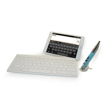 Wireless Multimedia Keyboard and Optical Pen Mouse Set for Computers slim white keyboard with pen mouse and tablet for clutter-free workspace