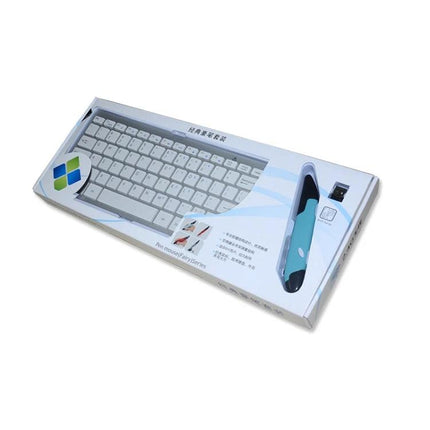 Wireless Keyboard and Optical Pen Mouse Set for Everyday Computing - slim wireless keyboard with compact pen mouse in retail packaging