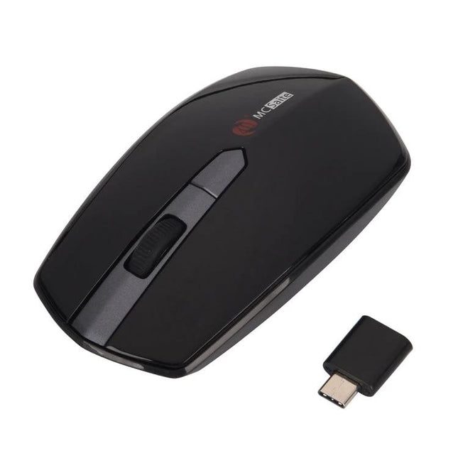 MCSaite USB-C Wireless Optical Mouse for Everyday Computing black wireless mouse with USB-C dongle