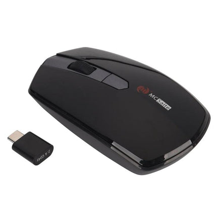 MCSaite USB-C Wireless Optical Mouse for Everyday Computing black ergonomic wireless mouse with USB-C adapter