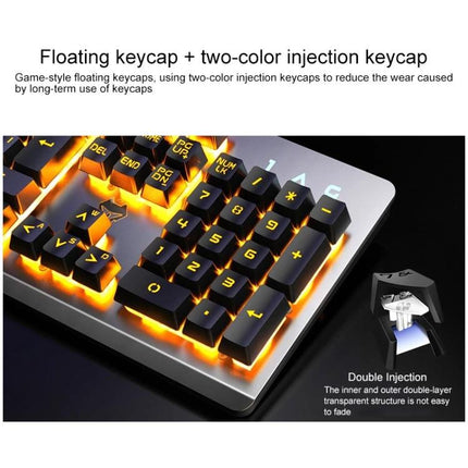 YINDIAO Wired RGB Backlight Keyboard and Mouse Set floating keycap two-color injection backlit gaming keyboard close-up
