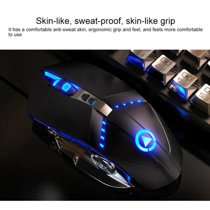 YINDIAO Wired RGB Backlight Keyboard and Mouse Set ergonomic skin-like grip gaming mouse with blue LED lighting