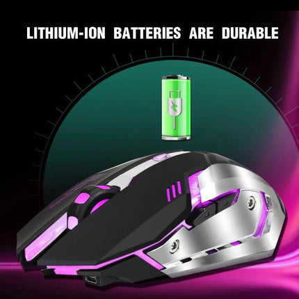 HXSJ Wireless Ergonomic Gaming Mouse for Everyday Computing with contoured shape, 2.4GHz wireless, durable lithium-ion battery and RGB accents