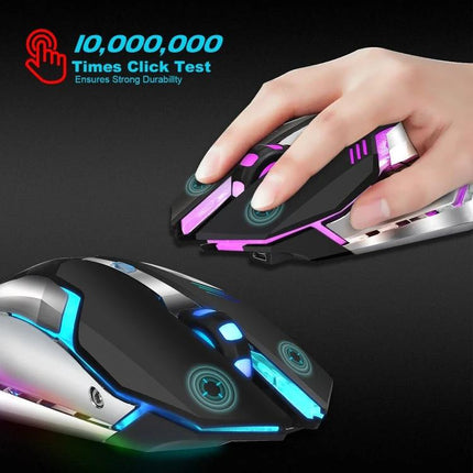 HXSJ Wireless Ergonomic Gaming Mouse for Everyday Computing showing contoured design, RGB lighting and 2.4GHz wireless performance
