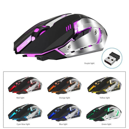 HXSJ Wireless Ergonomic Gaming Mouse for Everyday Computing - black wireless gaming mouse with RGB lights and 2.4GHz USB dongle