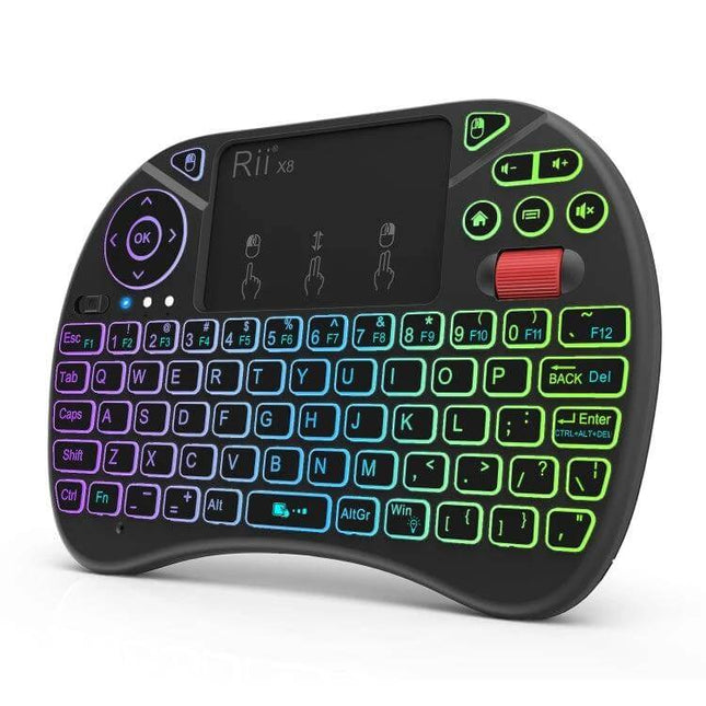 Rii X8 Wireless Keyboard with Touchpad for Easy Typing and Navigation compact backlit mini wireless keyboard with touchpad for TV and PC