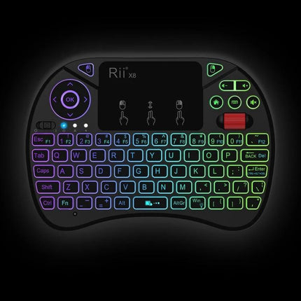 Rii X8 Wireless Keyboard with Touchpad for Easy Typing and Navigation compact backlit wireless keyboard with touchpad for living room and PC use