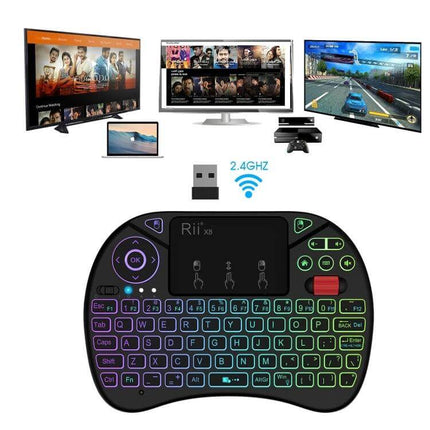 Rii X8 Wireless Keyboard with Touchpad for Easy Typing and Navigation compact backlit wireless keyboard with touchpad for smart TV PC streaming