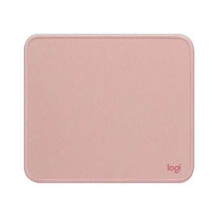 Logitech Soft Surface Mouse Mat for Comfortable Daily Use pink soft woven mouse pad with stitched edges and logi logo