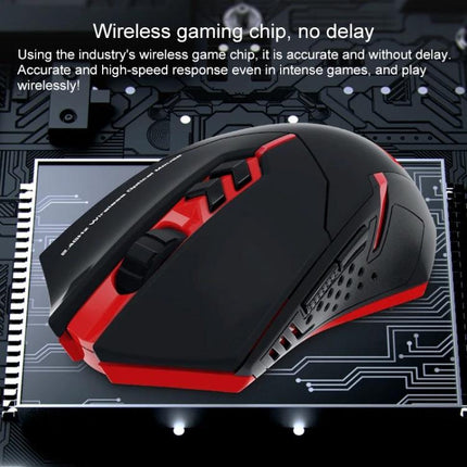 ET Wireless Gaming Mouse for Precise Computer Control - black red ergonomic wireless mouse with adjustable DPI and auto sleep mode