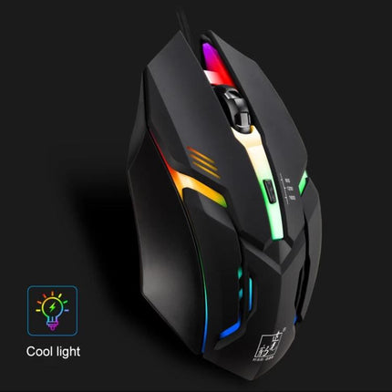 Chasing Leopard K2 Wired Gaming Mouse with LED Lighting - black ergonomic wired mouse with customizable LED lighting and adjustable DPI