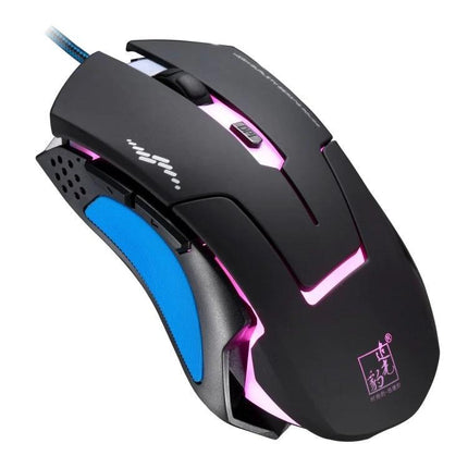 Chasing Leopard Wired Optical Gaming Mouse with Adjustable Backlight black ergonomic wired gaming mouse with RGB pink backlight and blue grip