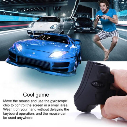 Rechargeable Finger Ring Wireless Mouse with Dual Connectivity worn on finger for gaming and laptop use, compact ring design for mobile navigation