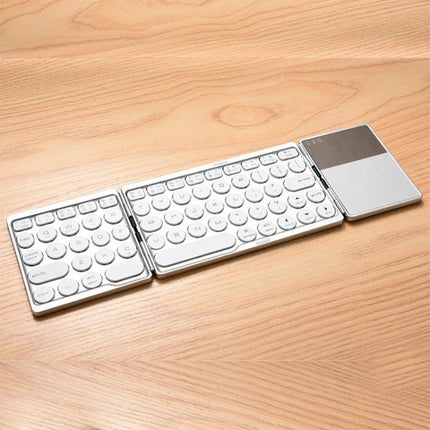 Rechargeable Wireless Bluetooth Keyboard with Touchpad for Devices compact foldable white keyboard with integrated touchpad on wooden desk
