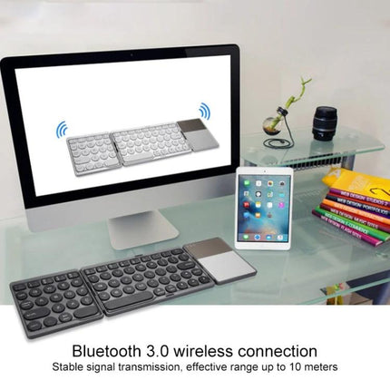 Rechargeable Wireless Bluetooth Keyboard with Touchpad for Devices compact foldable Bluetooth 3.0 keyboard with touchpad on desk and tablet