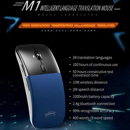 Boeleo Wireless Mouse with Voice Language Translation Capability — sleek wireless mouse with built-in voice translator for meetings and travel