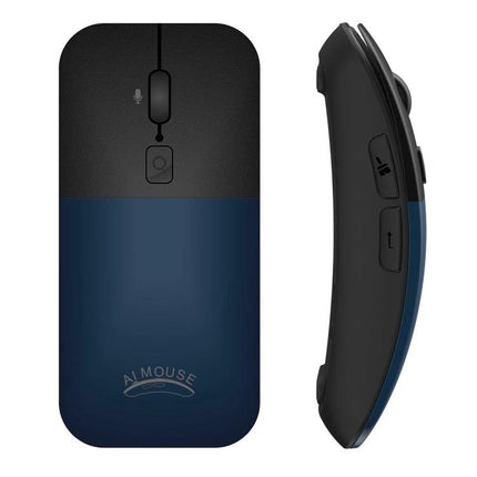Boeleo Wireless Mouse with Voice Language Translation Capability - sleek navy AI mouse with side translation buttons and scroll wheel