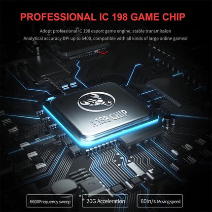 HXSJ Programmable Mechanical Mouse for Gaming and Everyday Use showcasing IC 198 game chip and programmable macro keys for precision control
