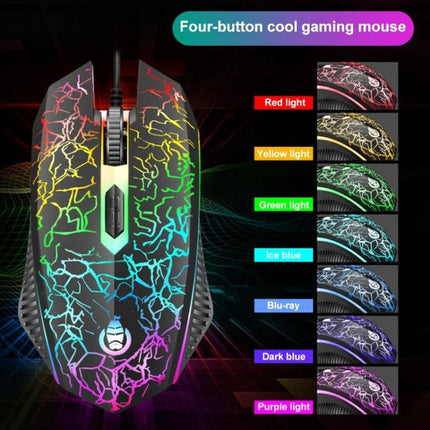 Shipadoo Gaming Keyboard and Mouse Kit for PC and Laptop wired RGB four-button gaming mouse with multicolor crackle lighting