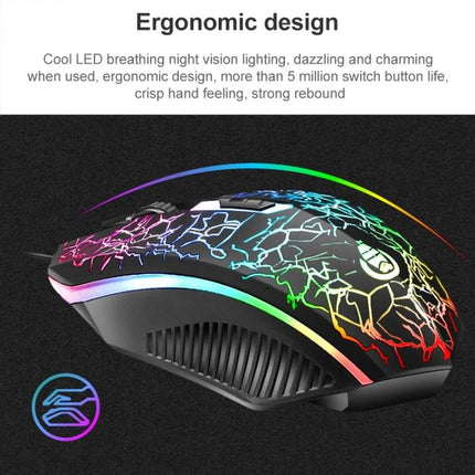 Shipadoo Gaming Keyboard and Mouse Kit for PC and Laptop - RGB ergonomic wired gaming mouse with cracked LED design for PC and laptop