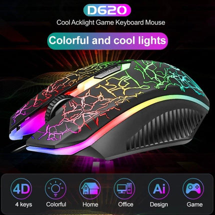 Shipadoo Gaming Keyboard and Mouse Kit for PC and Laptop - RGB cracked-pattern gaming mouse with ergonomic grip and colorful backlight