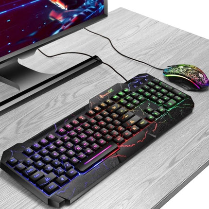 Shipadoo Gaming Keyboard and Mouse Kit for PC and Laptop wired RGB keyboard and adjustable mouse on desk