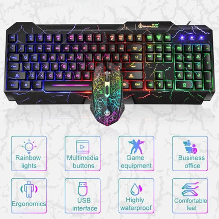 Shipadoo Gaming Keyboard and Mouse Kit for PC and Laptop wired RGB keyboard and adjustable mouse for gaming and office use