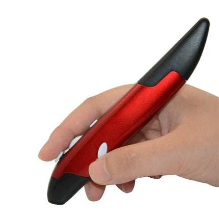 Wireless Pen Mouse for Computer Drawing and Teaching Options in red pen-style design held in hand for precise cursor control