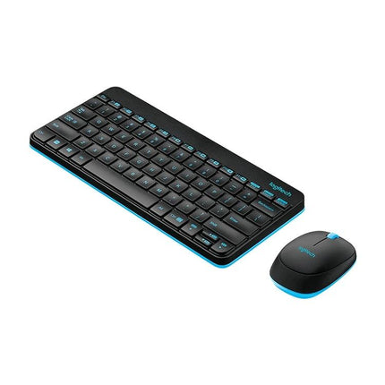 Logitech Wireless Keyboard and Mouse Set for Everyday Computing - slim black wireless keyboard and compact mouse with blue accents