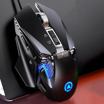 YINDIAO G10 Wired Mechanical Gaming Mouse with RGB Lights black ergonomic RGB-lit DPI buttons for gaming and productivity