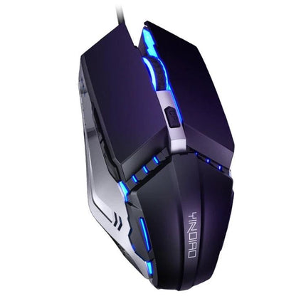 YINDIAO Wired Mechanical Mouse for Gaming and Office in Black - ergonomic wired gaming mouse with blue LED lighting and sleek black finish