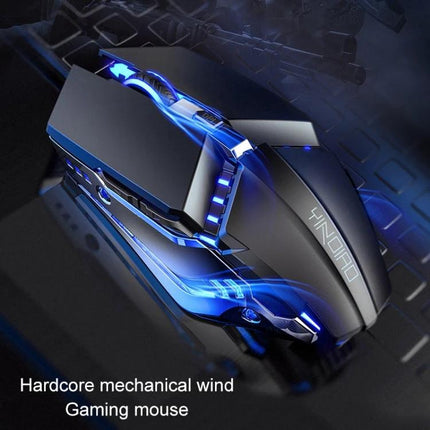 YINDIAO Wired Mechanical Mouse for Gaming and Office in Black - sleek black ergonomic wired gaming and office mouse with blue LED accents