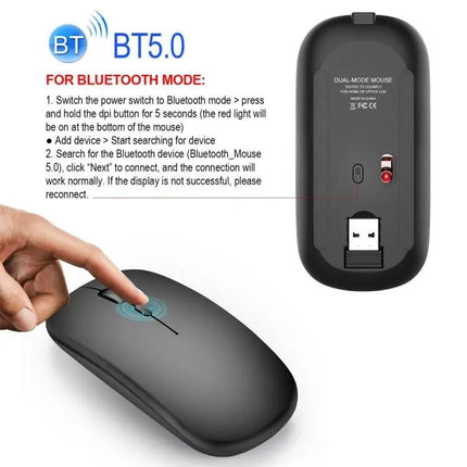 HXSJ Rechargeable Dual Mode Wireless Bluetooth Mouse for PCs