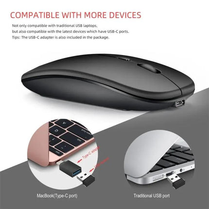 HXSJ Rechargeable Dual Mode Wireless Bluetooth Mouse for PCs