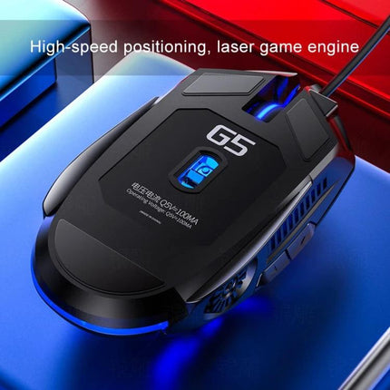 YINDIAO Black Silent Wired Gaming Mouse for Precise Everyday Control - black G5 wired gaming mouse with blue LED and laser engine