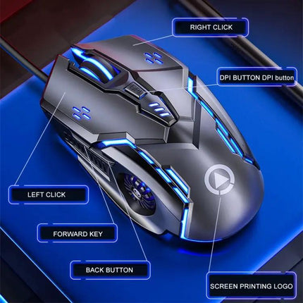 YINDIAO G5 Wired Gaming Mouse with RGB Lighting in Black and White