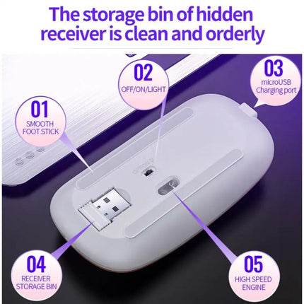 YINDIAO Rechargeable Wireless Silent Mouse with RGB Light