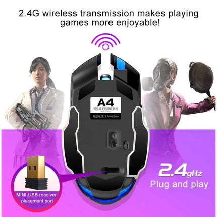 YINDIAO Wireless Silent Gaming Mouse for Everyday Precision Tasks - black wireless A4 gaming mouse with 2.4GHz dongle, silent clicks and adjustable DPI