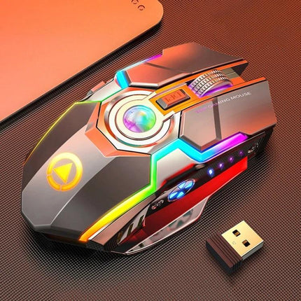 YINDIAO Wireless Silent Rechargeable Gaming Mouse for Quiet Use - RGB wireless gaming mouse with USB receiver and silent clicks