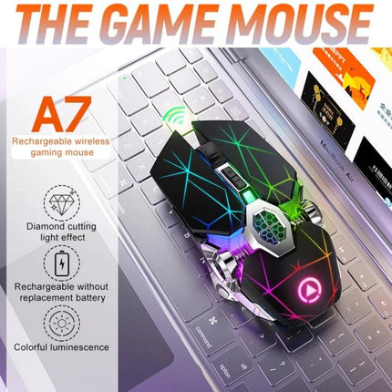 YINDIAO A7 Wireless Silent Gaming Mouse for Everyday Use sleek RGB rechargeable wireless silent gaming mouse on laptop keyboard