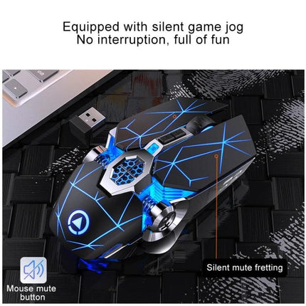 YINDIAO A7 Wireless Silent Gaming Mouse for Everyday Use - sleek black blue LED silent gaming mouse with USB dongle and ergonomic design
