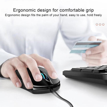 YINDIAO Wired Business Mouse with RGB Lighting for Office Tasks - ergonomic wired mouse with RGB scroll wheel and precise tracking for office work