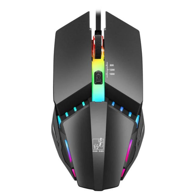 ZGB K3 Ergonomic Wired Gaming Mouse with RGB Lights - black ergonomic wired gaming mouse with multicolor RGB lighting and DPI switch