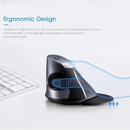 DELUX M618GX Wireless Ergonomic Vertical Mouse for Comfortable Navigation - right‑hand ergonomic vertical mouse with rubber grip and handshake design