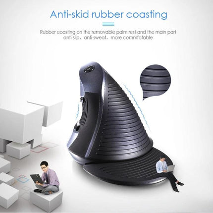 DELUX M618GX Wireless Ergonomic Vertical Mouse for Comfortable Navigation - black anti-skid rubber coating ergonomic vertical mouse image