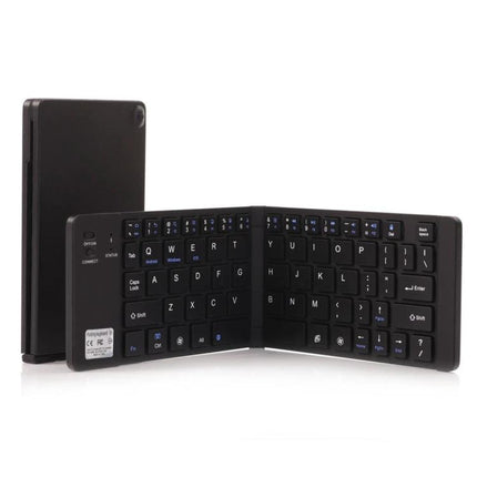 Foldable Bluetooth Keyboard with Built-in Holder for Mobile Devices compact black folding Bluetooth keyboard with built-in holder for travel and remote work